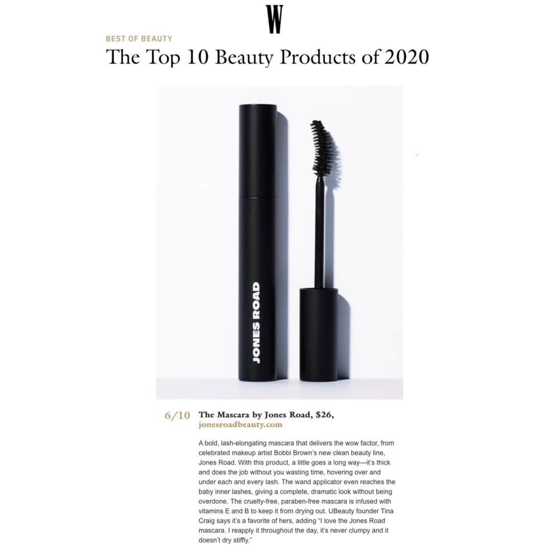 ボビー・ブラウンのインスタグラム：「Wow. This is huge. So exciting — @jonesroadbeauty’s first beauty award. Thank you so much @wmag. I hope everyone loves this mascara as much as we do. If you haven’t tried it yet, head to jonesroadbeauty.com for the best mascara I’ve ever used, that also somehow manages to be clean, cruelty-free & paraben-free.」