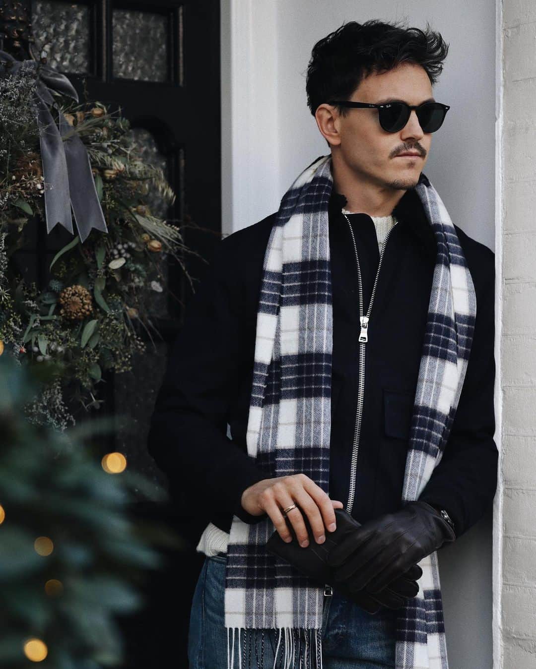 のインスタグラム：「Whether it’s taking the dog for a run around the park, heading to the supermarket for a block of cheese or setting out across the wild, open landscape, you should always dress for the occasion. So, head to the link in bio for our guide to styling your winter walk. @the_adventuresofus @cgp.phelps   Johnstons of Elgin - Fringed Checked Cashmere Scarf MR P. - Shearling Jacket」