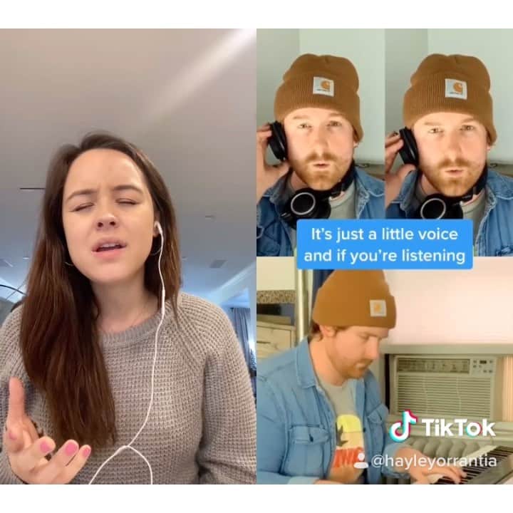 ヘイレイ・オランティアのインスタグラム：「Loved finding this sing along on Tiktok and I had to duet it! Thanks @jimhogan220 for creating this awesome karaoke version!   Song: Little Voice by @sarabareilles ✨」