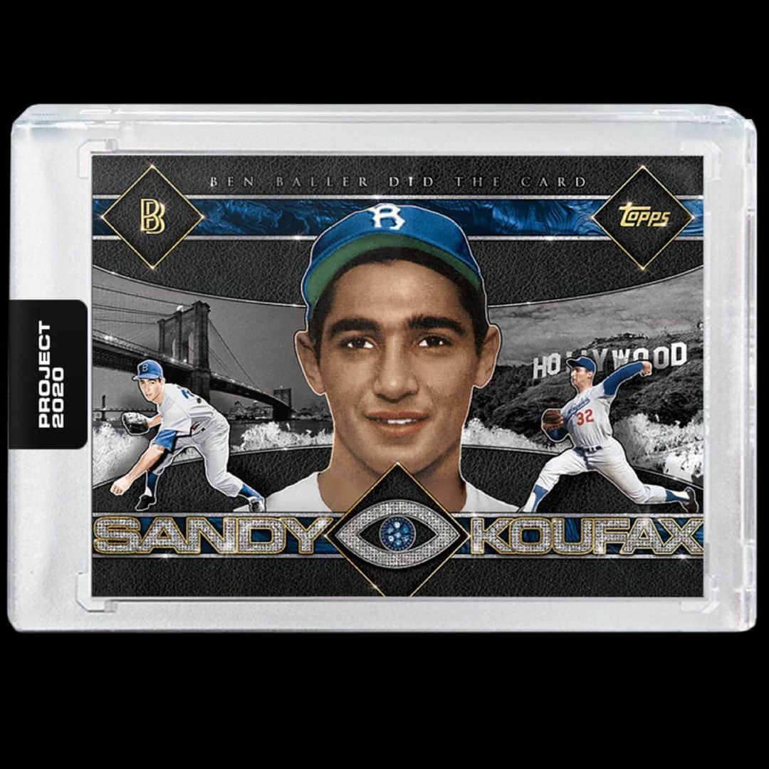 ベン・ボーラーのインスタグラム：「To everyone and especially The Hobby, I bid farewell to Project 2020. I bring to you my final card(20th card #396). WOW WHAT A YEAR! WHAT A PROJECT! Thank you so much to all my supporters and @Topps for the love. Of course my last card was a Dodger 💙 Sandy Koufax 👁🙏🏼✡️ Get it at TOPPS.com and it’s only available until Thursday morning!」