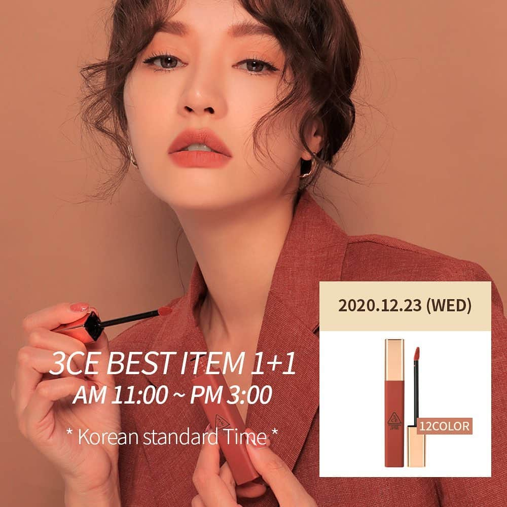 Official STYLENANDAのインスタグラム：「Nanda Lucky Holiday✨ 3CE BEST Sellers 1+1 Last day! 오전 11시-오후 3시, 단 4시간만! - 12/23(WED) Today's Time Sale ITEM  ✔️3CE CLOUD LIP TINT  - 3CE special flash deal for your holiday! From 11:00a.m. to 15:00p.m. only for 4 hours ! Buy one best seller and get another for free! (*Korean standard time) #stylenanda #3ce」