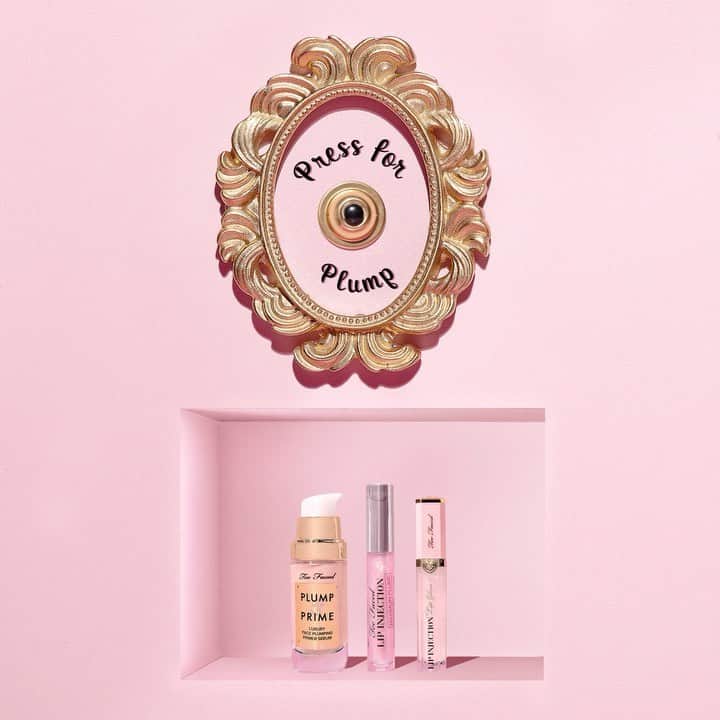Too Facedのインスタグラム：「Press For Plump!! 😍 Plump, fill, & lift like never before with our Plump & Prime Face Plumper, Lip Injection Maximum Plump, and Lip Injection Lip Gloss! #toofaced」