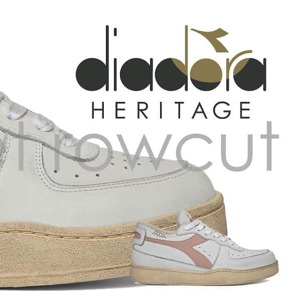 ディアドラのインスタグラム：「. 【diadora PRODUCT INFORMATION】 . "mi basket rowcut" . 80年代にミラノバスケットボールチームが使用していた"mi basket"のローカットバージョン。 上質なフルグレインレザーにストーンウォッシュとワックストリートメントでユーズド感を演出。 履き口は敢えてハイカット部分を切りっぱなしたデザインに仕上げています。 今やheritageコレクションの人気商品として世界的にニーズが高まっている注目のアイテムです。 . #diadora #diadoraheritage #mibasket #makeitbright #sneakers #ディアドラ #ディアドラヘリテージ #スニーカー」