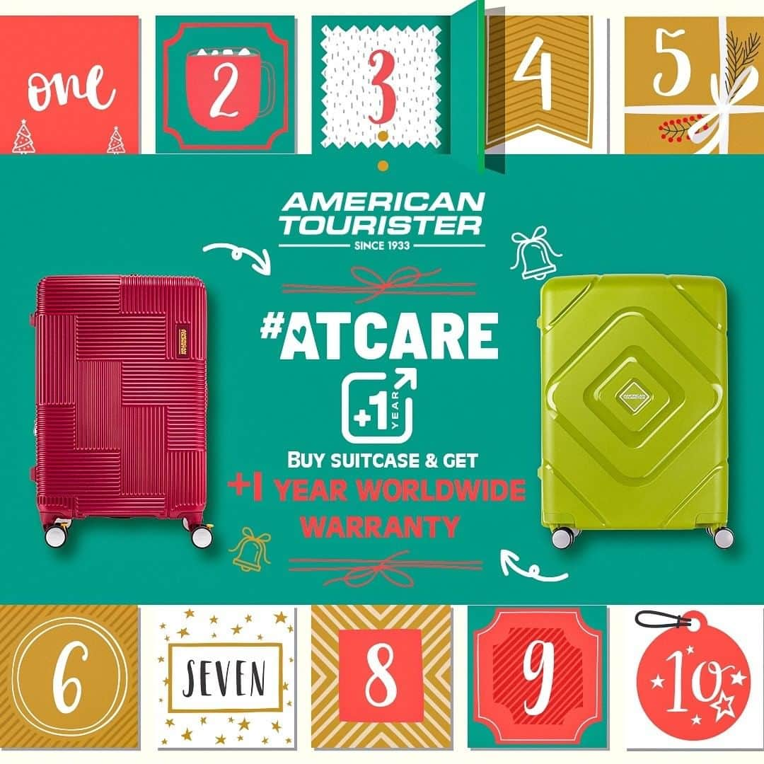 アメリカンツーリスターのインスタグラム：「アメリカンツーリスターでは「ATCARE」の＋1年の保証期間サービスをプレゼント中です！  ▼アメリカンツーリスターをチェック！ https://www.americantourister.jp/  #AmericanTourister ＃アメリカンツーリスター　#BringBackMore #ATventCalendar #FunLivesOn #MeAndMyAT #trip #travel　#MerryChristmas」