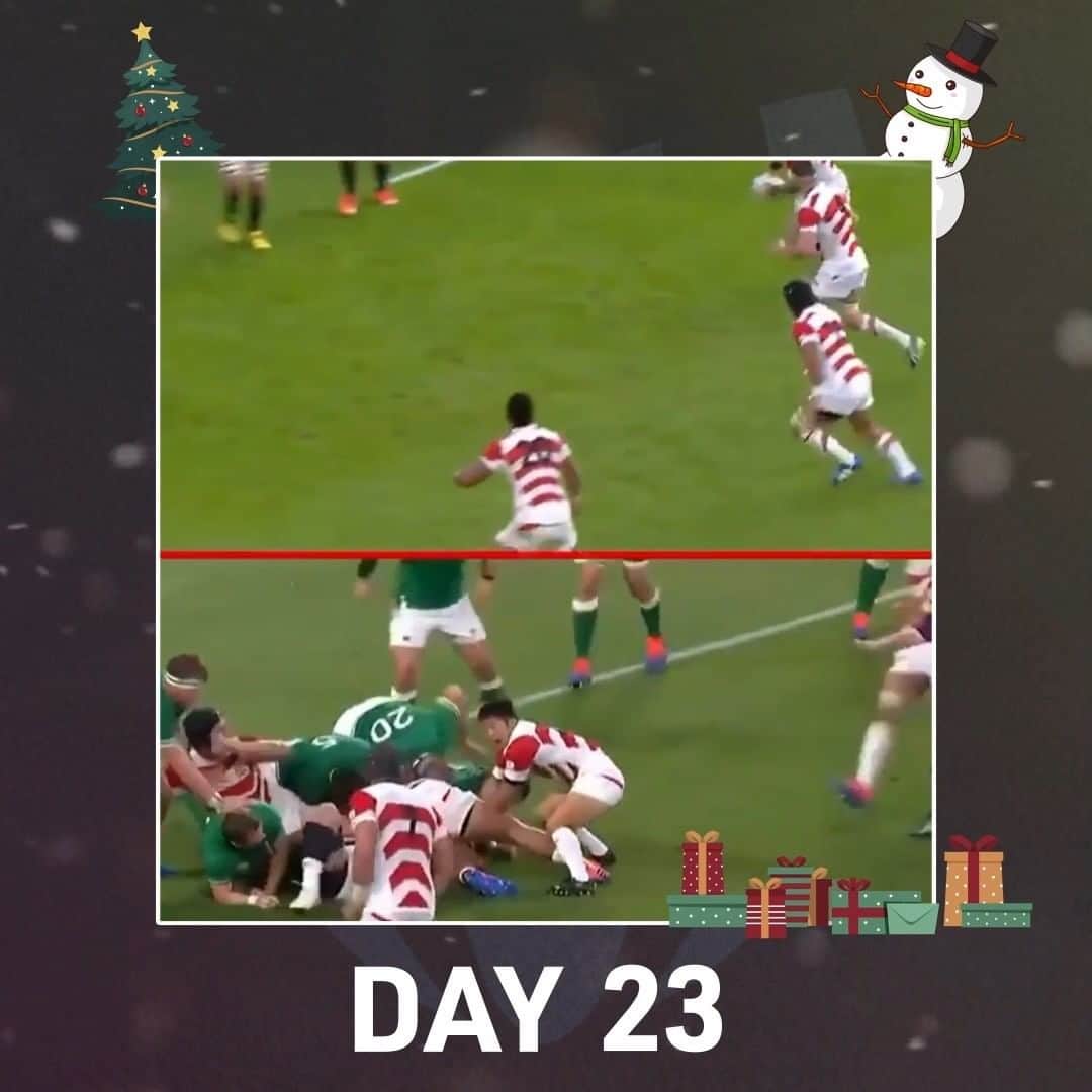 のインスタグラム：「👀 @japanrugby_jrfu déjà vu 🇯🇵  🌸 Karne Hesketh try v @bokrugby at #RWC2015  🌸 @kenki11 try v @irishrugby at #RWC2019  😲 Both were wearing 2️⃣3️⃣」