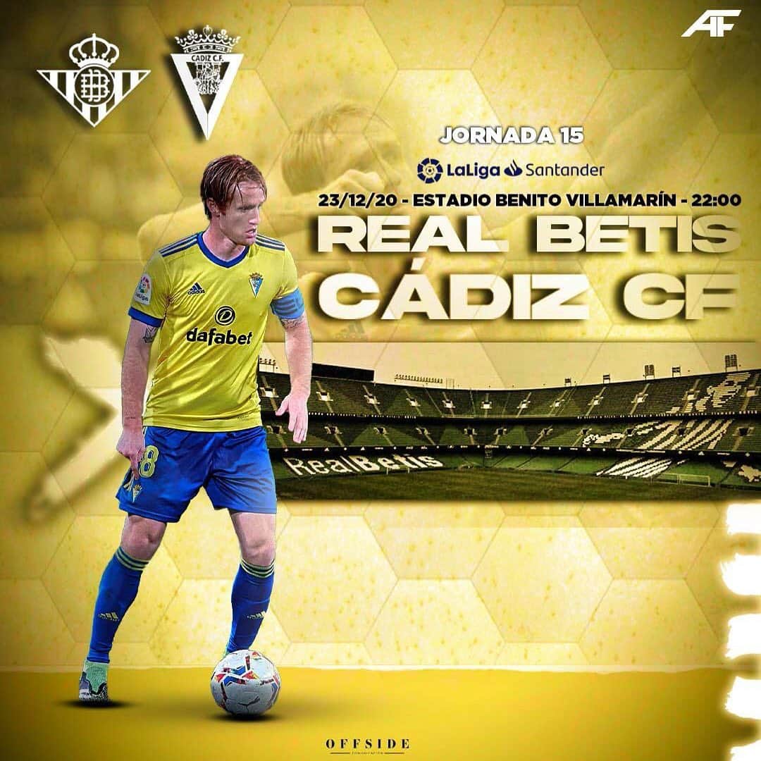アレハンドロ・フェルナンデス・イグレシアスのインスタグラム：「Derbi Andaluz, vamos con todo a por ello!💛💙 Vamos Cádiz!!   #Mehandichoqueelamarillo #AF8」