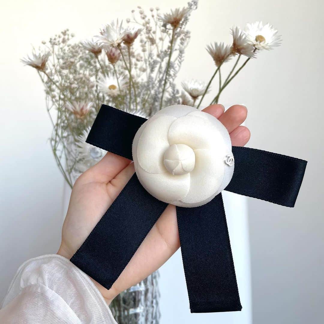 のインスタグラム：「カメリアリボンバレッタ🎀  一目惚れ🥺🙏 自分へのクリスマス&来月の誕生日プレゼントということで🎁」