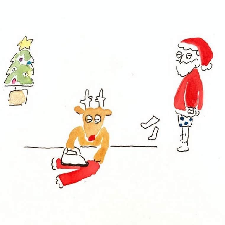 ハルペイさんのインスタグラム写真 - (ハルペイInstagram)「🎅 ピシリとしないとね😙✨✨✨ . #クリスマス準備 #クリスマス#christmas  #サンタクロース #santaclaus #raindeer  #アイロン .  #harupei#ハルペイ#doodle#draw#drawing#illustrator#illustration#japan#絵#雑貨#湘南#イラスト#イラストレーター#ゆるい#茅ヶ崎」12月23日 19時45分 - harupeipei