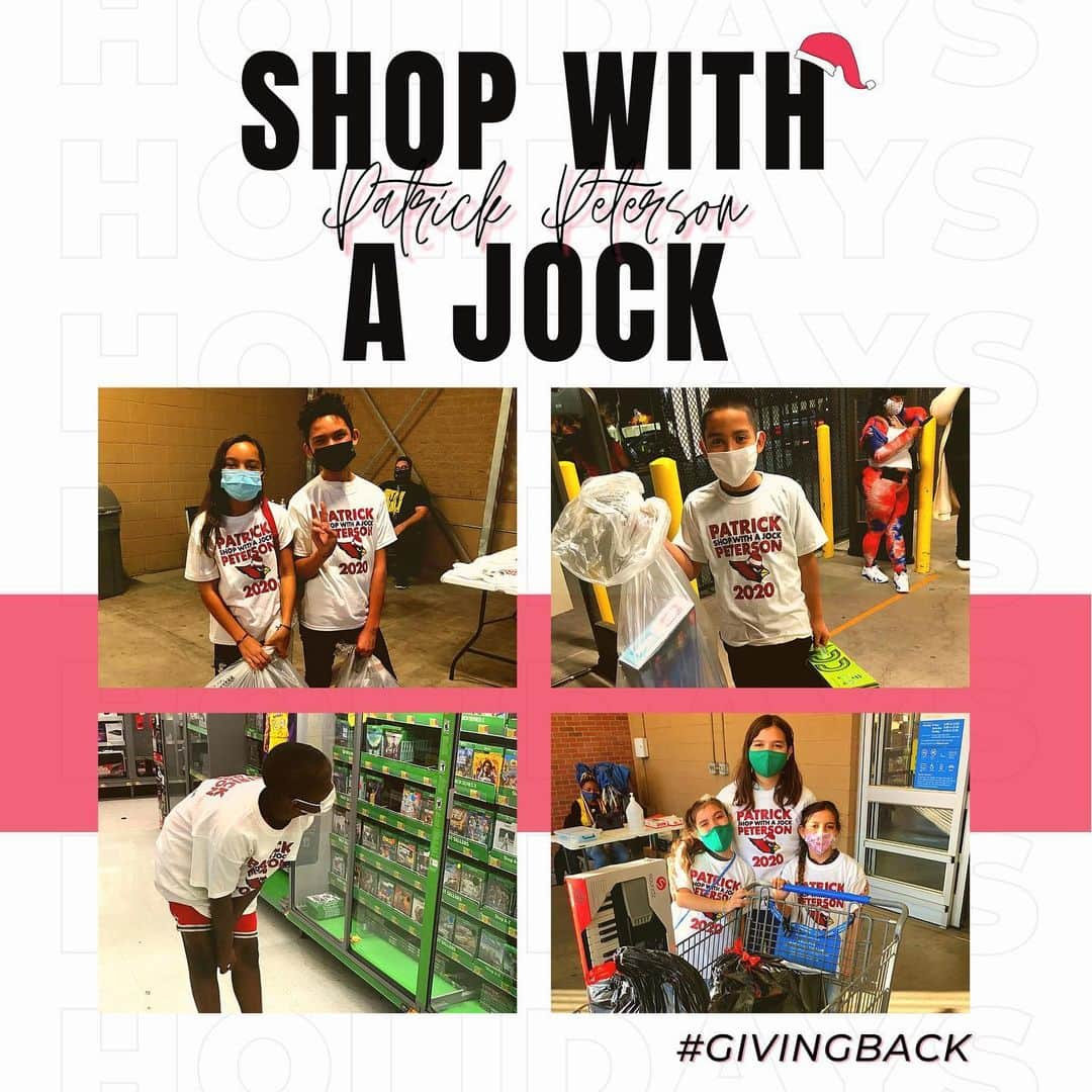 パトリック・ピーターソンのインスタグラム：「I want to thank the Tempe, Arizona  @walmart for hosting my annual “Shop with a Jock” holiday shopping event, benefitting  children from the Roosevelt School District. I really missed  shopping with all of the kids this year and watching them pick out their toys but I can’t wait to join them again next year. Happy holidays and a big thank you to everyone that helped me be able to still give back to my Community . Together we can make a difference . #P2Nation #Cardinals #GivingBack #ShopwithaJock」