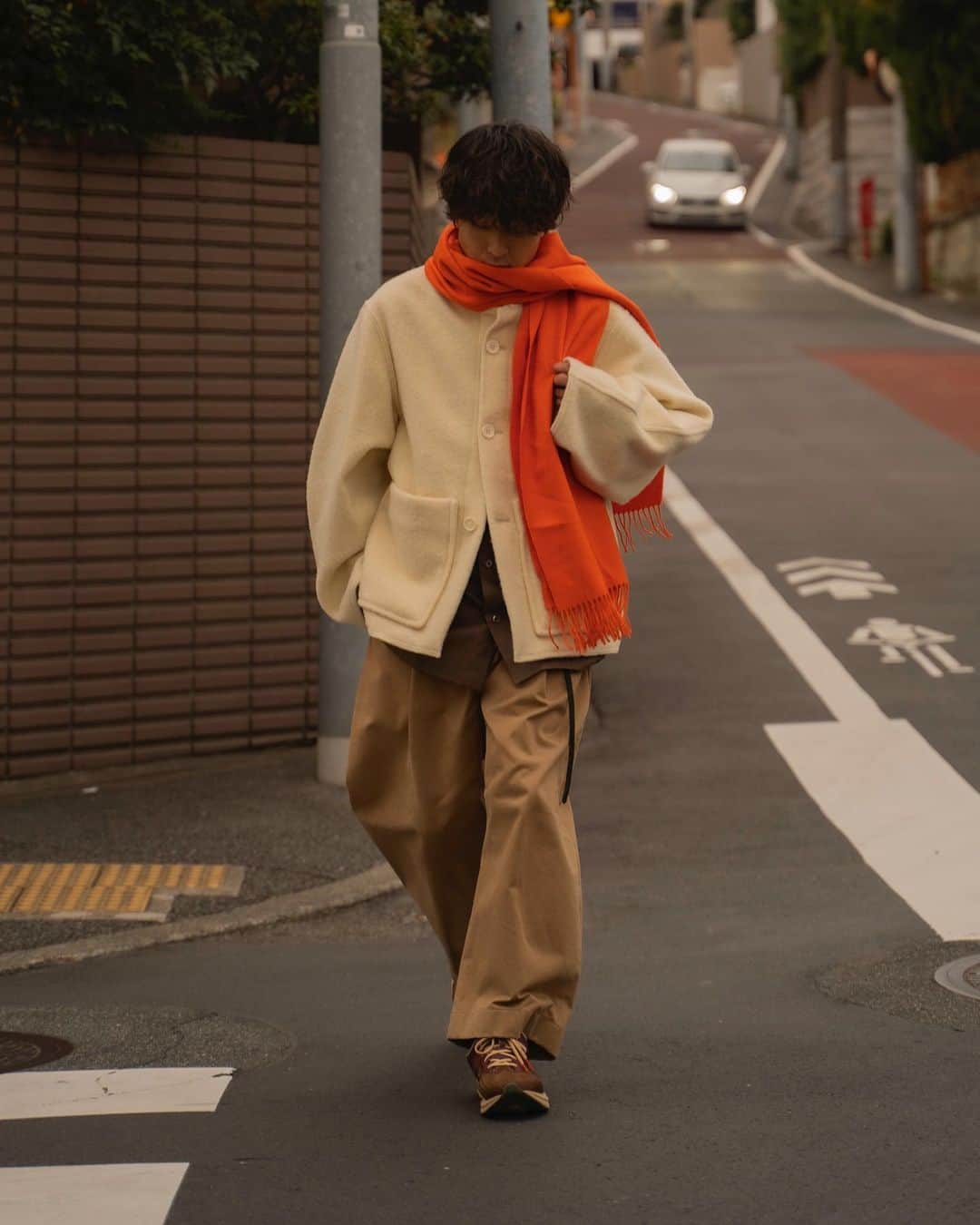 Ryoさんのインスタグラム写真 - (RyoInstagram)「ㅤㅤㅤㅤㅤㅤㅤㅤㅤㅤㅤㅤㅤ 暖色でまとめてみました🧥  Today's outfit outer:#rakines shirt:#etautz pants:#studionicholson shoes:#affixworks × #asics」12月23日 22時32分 - ryo__takashima