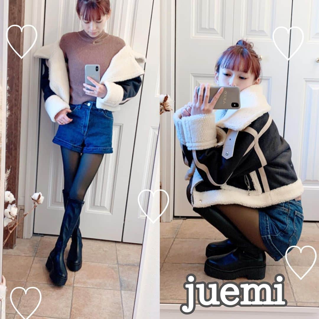 町田亜里香のインスタグラム：「today'scode👗ˎˊ˗ 今日はいつもよりちょっと 寒くない感じがしたので 裏起毛タイツ×ショートパンツ🩳 裏起毛タイツが優秀すぎて🤣🤍 履きまくりです🤫✨ . . 着圧効果もあるって考えると かなり安い気がします👛✨ 12月買ってよかったアイテムNo.1 に入るレベルです🥺🥺 . . juemiのお洋服大好きなんだけど なーんだか私が着ると 着られてる感があるのよね〜 なんでですかね〜 明日は何着ようかなぁぁ🤫💕 ちなみにまだ、お洋服部屋の床は 見えません♡片付けなきゃ🤭 . . #juemi #ママコーデ #ママ  #カジュアルコーデ #裏起毛  #裏起毛タイツ  タイツはハイライトの冷え対策から❄️ . #ブーツコーデ #ブーツ  ブーツはR&Eのものですっ✌️ˎˊ˗ 今日もすっぴん👶🏻」