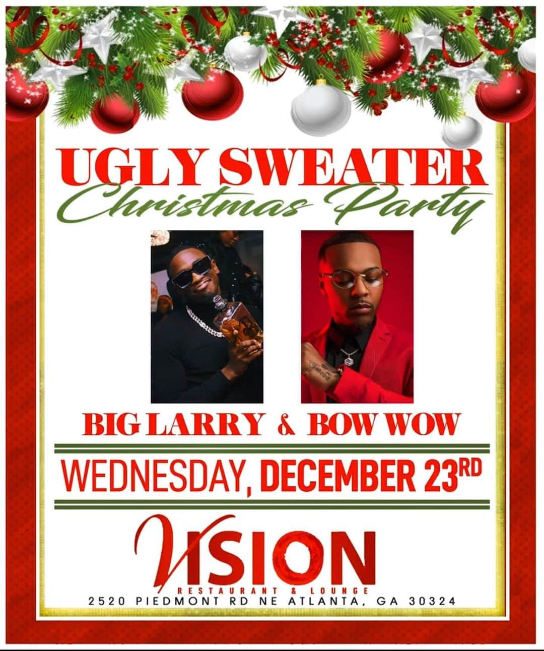 バウ・ワウさんのインスタグラム写真 - (バウ・ワウInstagram)「Atlanta GA TONIGHT!!! the BIGGEST UGLY CHRISTMAS SWEATER PARTY of the year goes down tonight at @visionlounge ! You know what happens when me and @mrplush come together!!! Yo @biglarry round em up! Ladies ladies ladies 🔊 YOU ARE ALL INVITED! 🎄 🎅 ❄️   For Sections call 4046641515 or text for the guest list!!! Mooooovie 🎥   #deleonnights #cirocboybow 🔵 #ad」12月24日 0時00分 - shadmoss