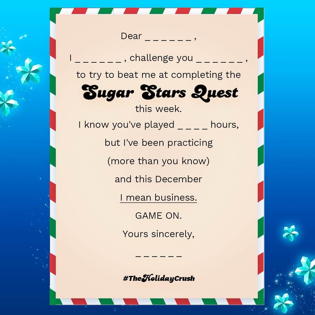 Candy Crushさんのインスタグラム写真 - (Candy CrushInstagram)「This holiday season you might be with your family or friends 👪 Or you might be joining in with the festivities virtually 💻👋  Screenshot and share this post and challenge a fellow Crusher to the ultimate festive battle!! 💥」12月23日 23時57分 - candycrushsaga