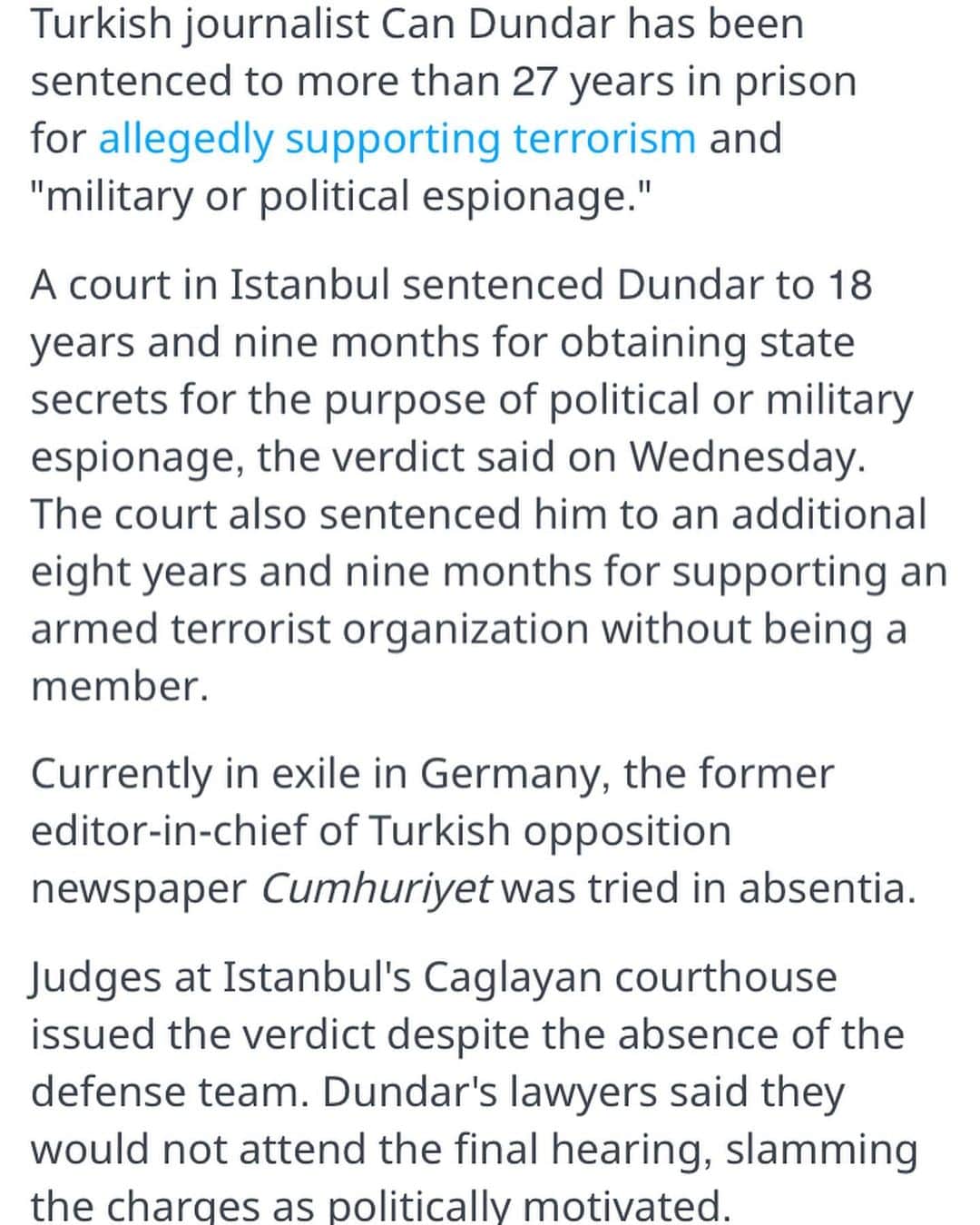 WikiLeaksさんのインスタグラム写真 - (WikiLeaksInstagram)「The precedent being set by the prosecution of Julian Assange fundamentally undermines any Free Press protections  Turkish journalist @candundaradasi sentenced in absentia to more than 27 years in jail」12月23日 23時59分 - wikileaks