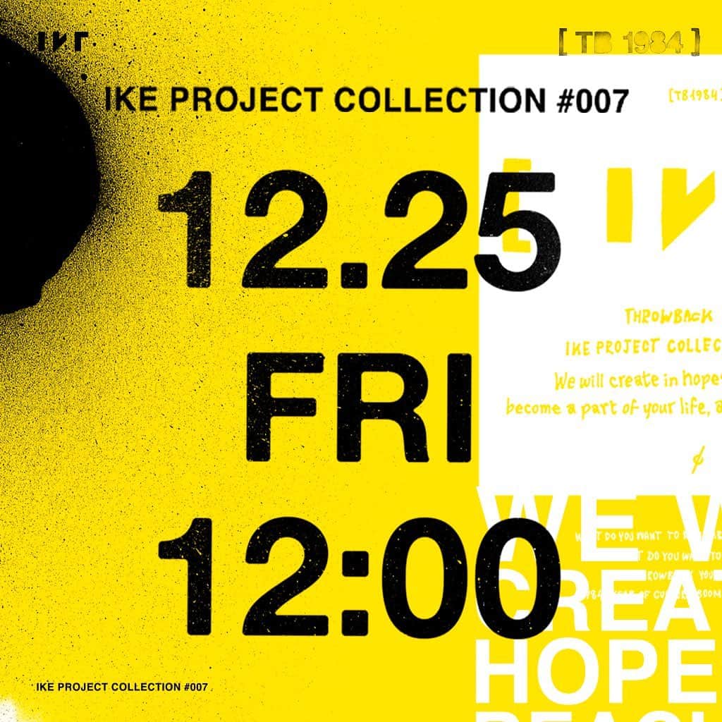 のインスタグラム：「@i_k_e_project #007 [ TB 1984 ] オーダー開始まであと2日 !!  明日 12月25日（金）、12:00 より受注スタート！  @i_k_e_spyair #ike #ike_project #i_k_e #i_k_e_spyair #ike007 #tb1984 #1984 #throwback1984 #アイケーイー」