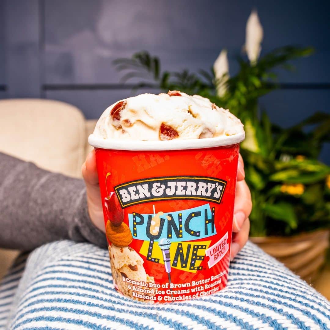 Ben & Jerry'sのインスタグラム：「Step 1: Devour. Step 2: Use pint as a microphone while you practice your stand-up material in front of the dog. Learn more about our newest @netflix original flavor at the link in our bio!」