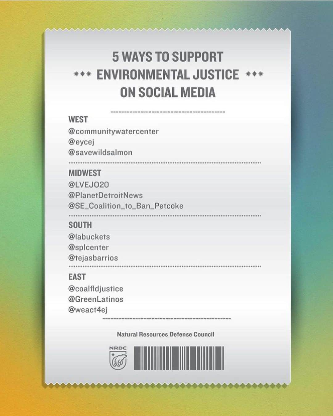 レオナルド・ディカプリオさんのインスタグラム写真 - (レオナルド・ディカプリオInstagram)「From the @NRDC_Org:  Fighting for environmental justice: priceless. Click the link in the @NRDC_Org bio and tap the receipt to find actions and resources ranging from environmental racism in Chicago, Pennsylvania’s initiative to cut carbon pollution, & Shoshone-Bannock Tribes’ effort to save Snake River sockeye salmon from extinction. #EnvironmentalJustice #EnvironmentalRacism #Receipts #ClimateAction #ClimateChange #ActonClimate #Priceless #StopGeneralIron #RGGI #RiverOfReturn #RiverNewe #ExctinctionIsForever #RestoreTheRivers #IndigenousSovereignty #SaveWildSalmon」12月24日 1時35分 - leonardodicaprio