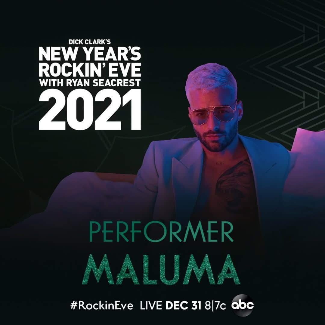 アメリカン・ブロードキャスティング・カンパニーのインスタグラム：「@RockinEve keeps adding to the list of amazing New Year’s Eve performers! The latest: @maluma! Don’t miss the show starting at 8|7c on ABC. #RockinEve」