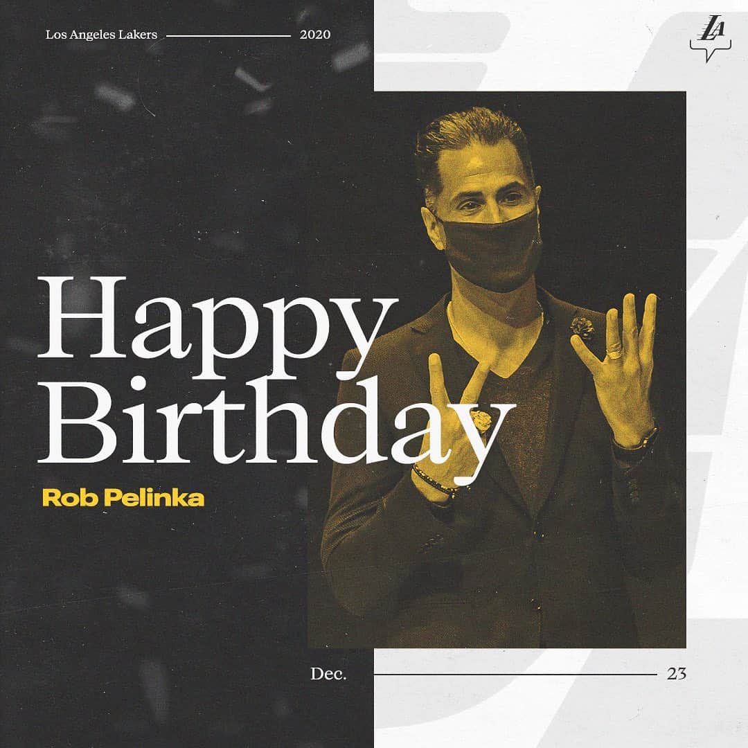 Los Angeles Lakersさんのインスタグラム写真 - (Los Angeles LakersInstagram)「Wishing a very Happy Birthday to our GM and VP of Basketball Operations, Rob Pelinka 🎂」12月24日 2時37分 - lakers