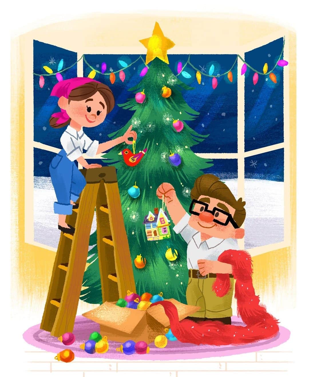 Disneyさんのインスタグラム写真 - (DisneyInstagram)「Trimming the tree with Carl and Ellie. 💕🎄」12月24日 3時00分 - disney
