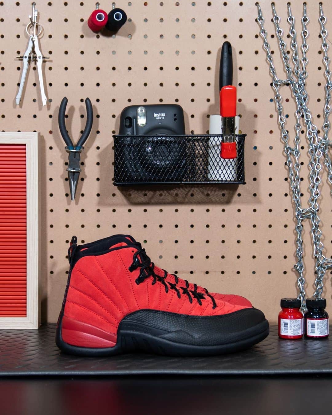 のインスタグラム：「🔴 ⚫  #Jordan Retro 12 'Varsity Red' arrives 12/26 for #12daysofgreatness. Men's & kids sizes」