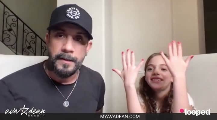 A.J.のインスタグラム：「Man, I had the best time surprising everyone who pre-ordered Ava Dean Beauty so far with last night’s @loopedlive livestream! Thank you Ava for joining me. I used Ro Ro Red to paint her nails, named after my gorgeous wife, Rochelle! I also gave a very special sneak peek of my new song, “Love Song Love,” which will be released next year. You guys are seriously going to love it! Pre-order Ava Dean Beauty by following the link in my bio! Love you guys, and happy holidays!」