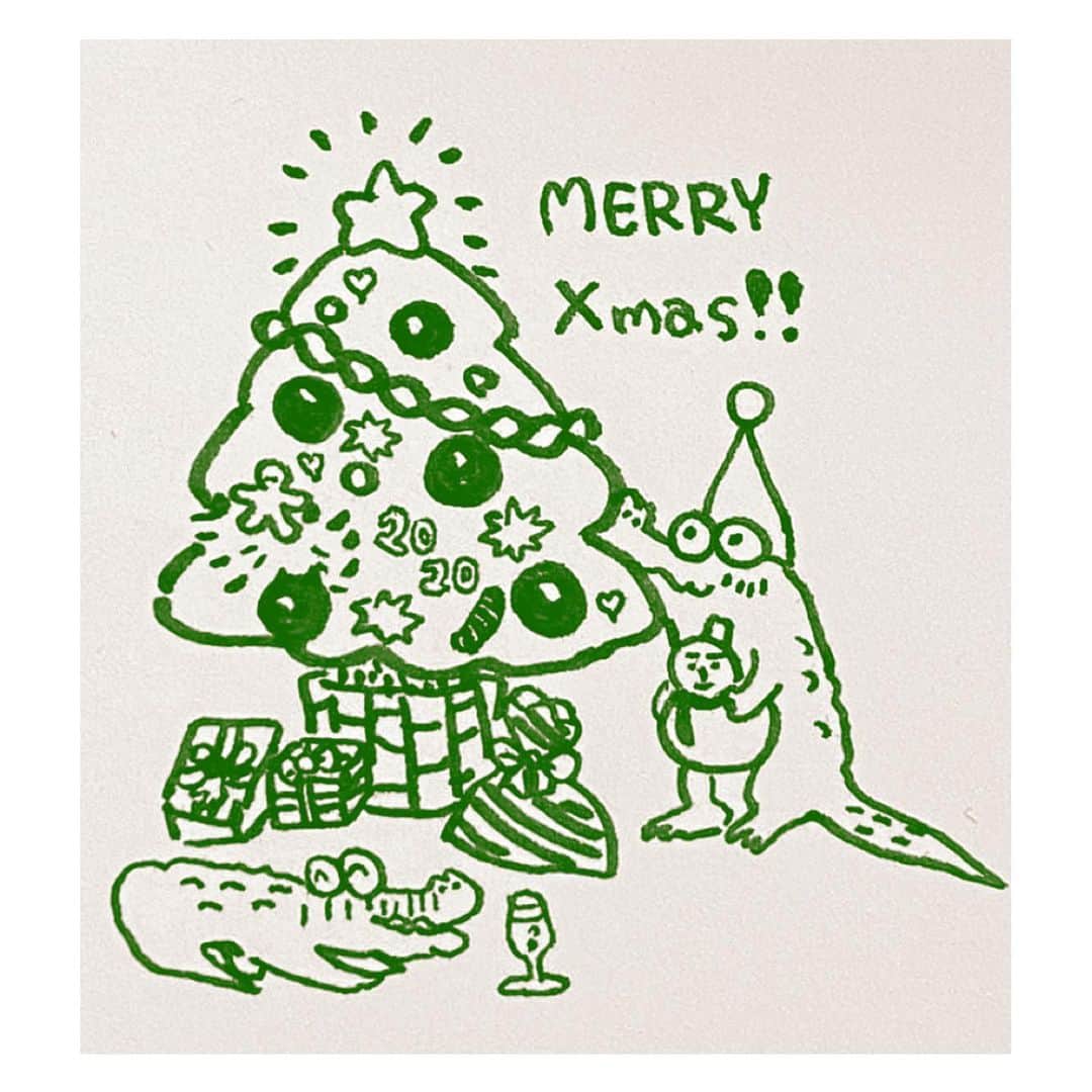 小池花瑠奈のインスタグラム：「MERRYXMAS🎄❗️  #merrychristmas  #christmas #eve #らくがき  #イラスト #ワニ #illustration」