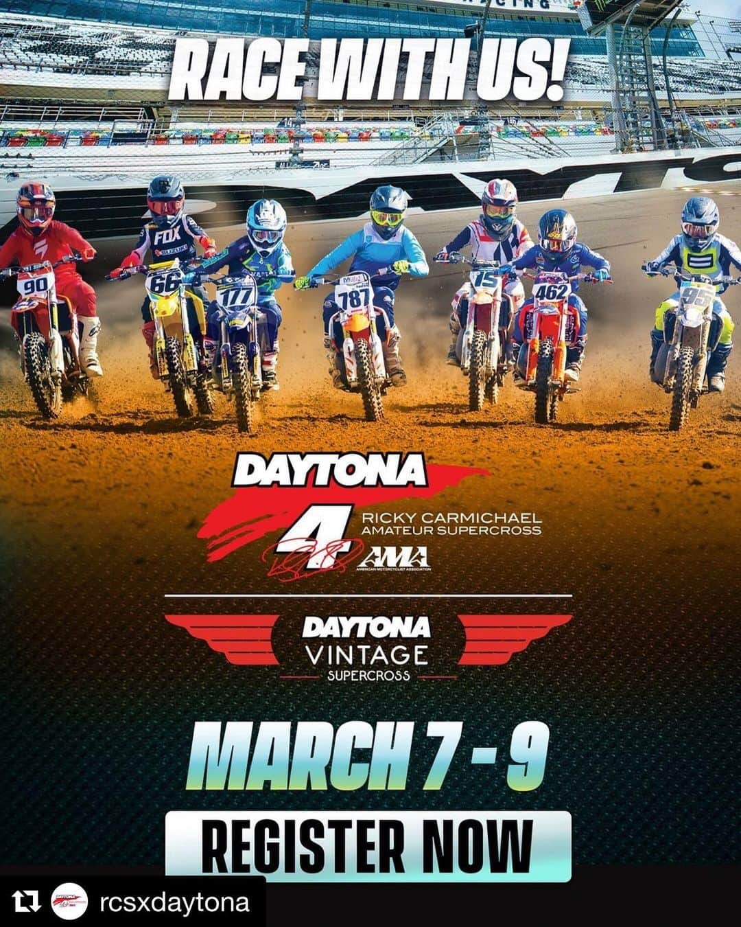 リッキー・カーマイケルさんのインスタグラム写真 - (リッキー・カーマイケルInstagram)「Who’s in?! Can’t wait to see everyone there! 🌴🌞 #Repost @rcsxdaytona  ・・・ REGISTRATION OPEN NOW 🏁 Give the gift of racing‼️ RaceDaytona.com #RCSX」12月24日 11時56分 - rickycarmichael