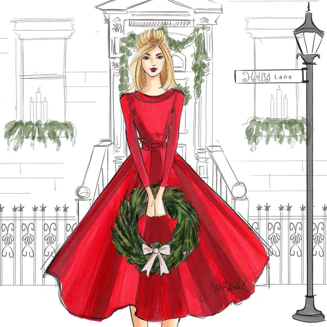 Holly Nicholsさんのインスタグラム写真 - (Holly NicholsInstagram)「Merry Christmas Eve from Holly Lane! 🎄 #christmaseve #illustration #fashionillustration #copicmarkers」12月24日 23時57分 - hnicholsillustration