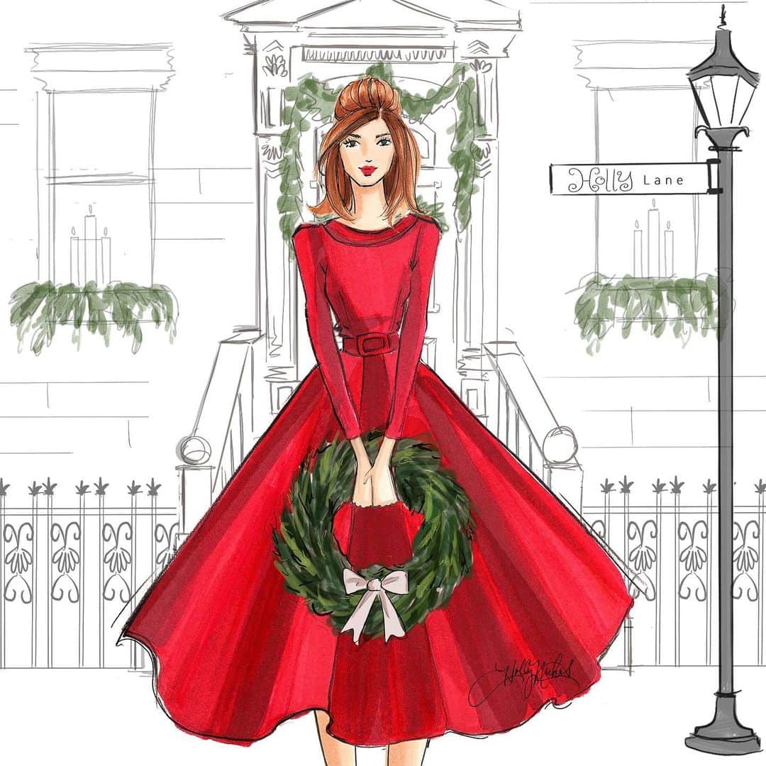 Holly Nicholsさんのインスタグラム写真 - (Holly NicholsInstagram)「Merry Christmas Eve from Holly Lane! 🎄 #christmaseve #illustration #fashionillustration #copicmarkers」12月24日 23時57分 - hnicholsillustration