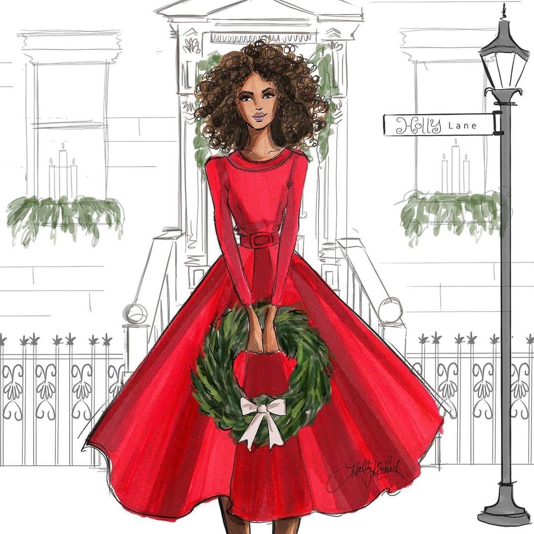 Holly Nicholsさんのインスタグラム写真 - (Holly NicholsInstagram)「Merry Christmas Eve from Holly Lane! 🎄 #christmaseve #illustration #fashionillustration #copicmarkers」12月24日 23時57分 - hnicholsillustration