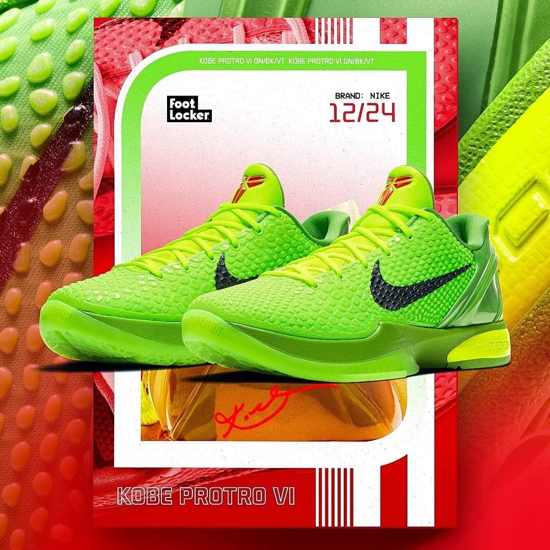 のインスタグラム：「The #Nike Kobe Protro VI 'Grinch' is now available. Men's + Kids sizes」