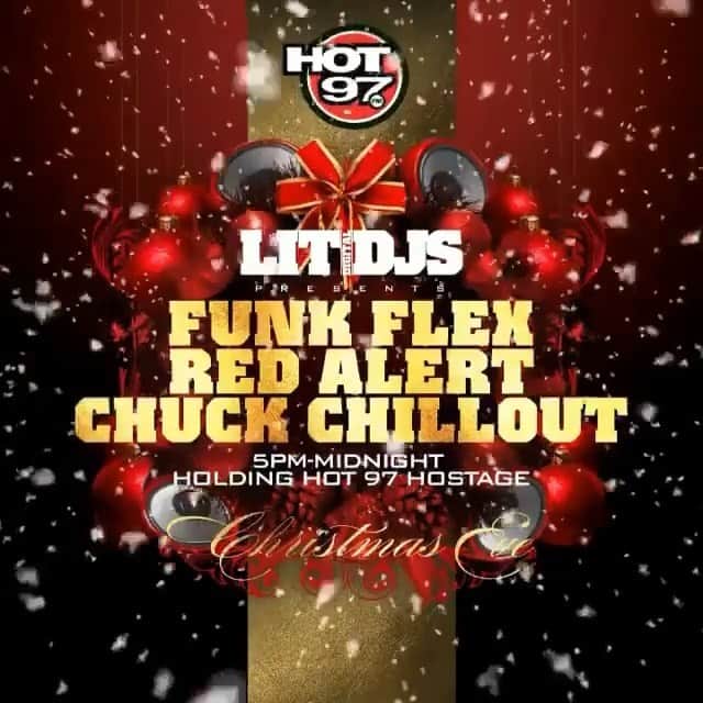 ファンクマスター・フレックスのインスタグラム：「TONIGHT I HOPE YOU READY! @funkflex X @kooldjredalert X @djchuckchillout !!!!! Mean!!!!! 5pm to 12 Midnight!!!! WHAT YALL WANNA HEAR???」