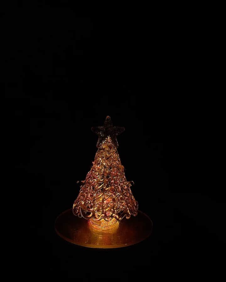 吉岡麻由子のインスタグラム：「#Merrychristmas﻿ #🎄#🎅﻿ 我が家のツリーは¥300﻿ プチサイズ⭐️﻿ ﻿ ﻿ @locomino﻿ #クリスマスプレート﻿ 美味しかったー#😋﻿ ﻿ 寝る前に﻿ カップ麺で〆ようとしている…﻿ ﻿ #おやすみなさい #⭐️🌙#ChristmasEve」