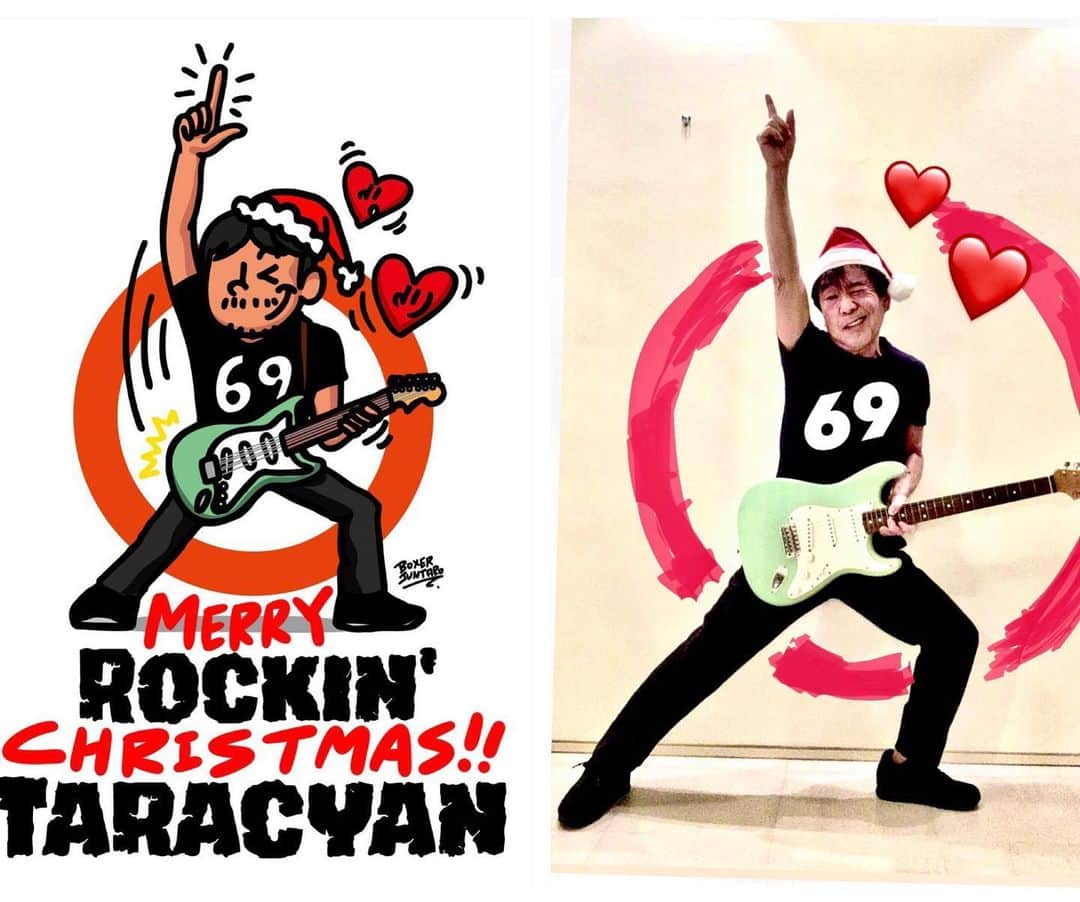 設楽洋さんのインスタグラム写真 - (設楽洋Instagram)「メリークリスマス🎅🎁🎄 JUNTAROのイラストの真似をしちゃった‼️ やる時ゃ徹底して❣️  #メリークリスマス #MerryXmas #christmas #BoxerJUNTARO #rock @TARAcyan3 #設楽洋」12月25日 1時21分 - taracyan3