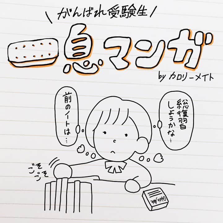 のインスタグラム：「. #一息マンガ　 必死でがんばっているみなさん、たまには一息つきましょう！ . #勉強にエールを #見せてやれ底力　#カロリーメイト #バランス栄養食 #勉強垢 #勉強垢さんと繋がりたい #勉強垢さんと仲良くなりたい #勉強垢サンフォロミー #勉強垢はじめました #受験生 #レッツゴーカク #caloriemate #balancedfood  #study #studygram #studyaccount」