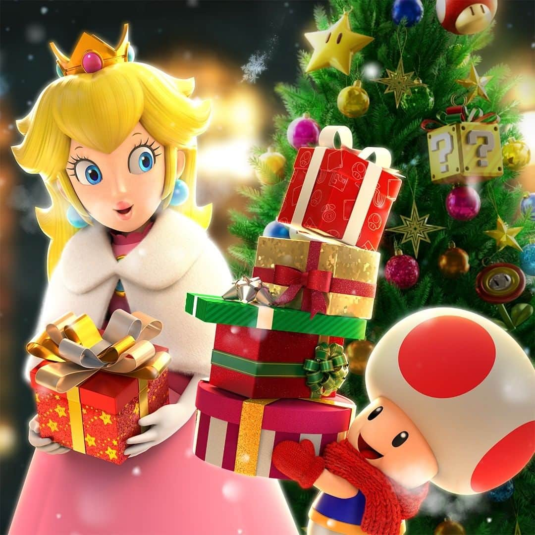 任天堂さんのインスタグラム写真 - (任天堂Instagram)「#HappyHolidays #クリスマスイブ #ピーチ #キノピオ #Peach #Kinopio #Toad #Nintendo #任天堂」12月24日 18時58分 - nintendo_jp