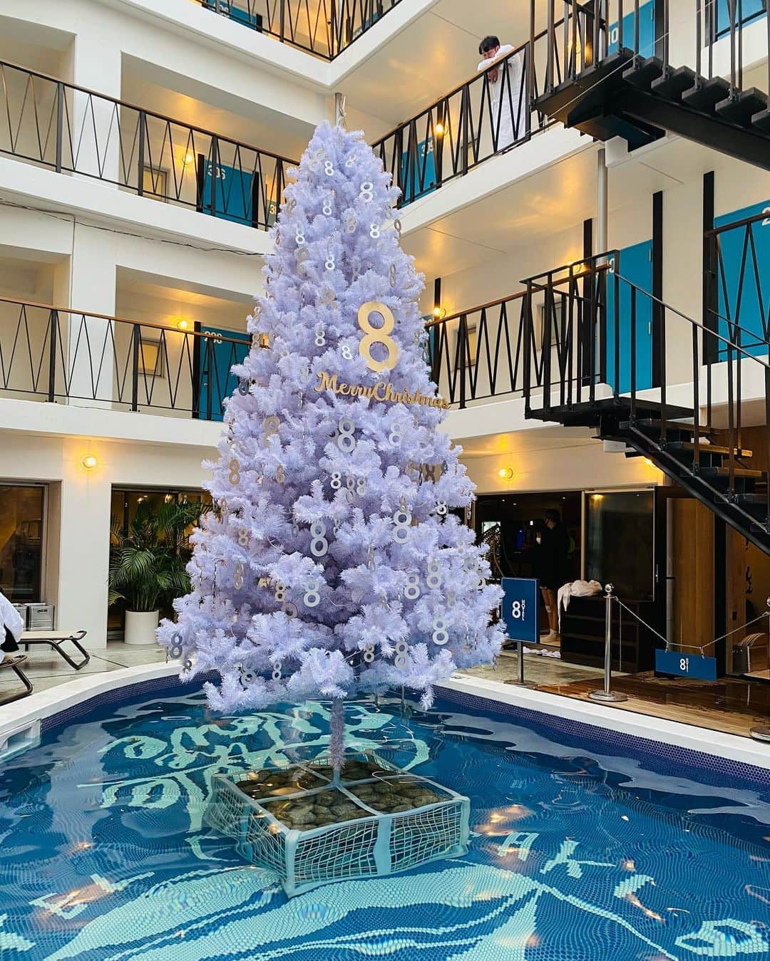 利咲さんのインスタグラム写真 - (利咲Instagram)「メリークリスマスイブ🤶💝  私が2020年始めたものの一つ！ サウナ活動🧖‍♀️つまり #サ活 周りの友達もサウナーにしていってます🌟  水着で入れるサウナがある去年オープンしたばかりの茅ヶ崎の #8ホテル プールの真ん中のクリスマスツリーが映え映えで素敵🎄 水風呂の代わりにここのプールに飛び込みます🏊‍♀️ キンキンに冷えてて良い感じにととのいました〜♨️ ポンチョとハットこれからの季節に良いですね👍  水着でツリーの前の写真を投稿すると 8名に無料宿泊、80名に50％OFFプレゼントキャンペーン中💝  みなさま良きクリスマスをお過ごし下さいね💒 忙しくても何も無くてもこの季節の雰囲気が大好き😘  #8クリスマスツリー  #8hotel #8ホテル茅ヶ崎 #8hotelchigasaki #茅ヶ崎 #サウナー #saunner #サウナシュラン #saunachelin #サウナイキタイ #サウナ女子 #サウナ女子会 #サ道 #ロウリュ #アウフグース #熱波師 #水着でサウナ #水風呂 #ととのう #ととのった #キンキンに冷えてやがる #キンキンに冷えたプール #クリスマスツリー #merryChristmas #クリスマス #Christmas #happyChristmas #ChristmasEve」12月24日 19時02分 - himeringo908