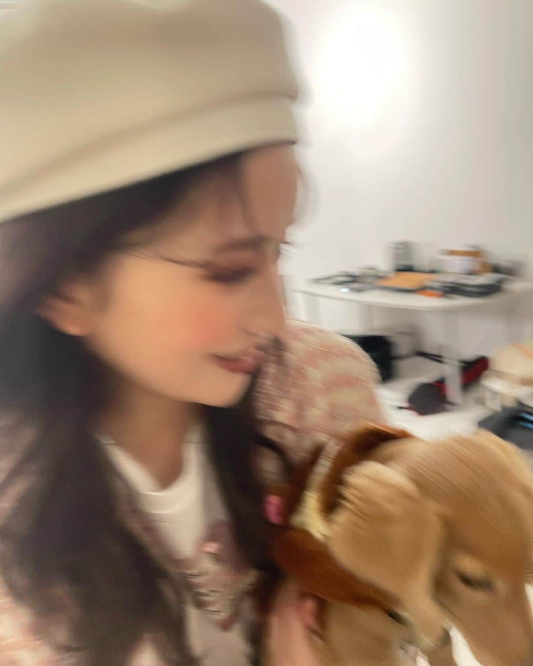 南りほのインスタグラム：「🎅🏻💗🐶🤎 ぐるーと、ままのお仕事現場に初登場㊗️😂」
