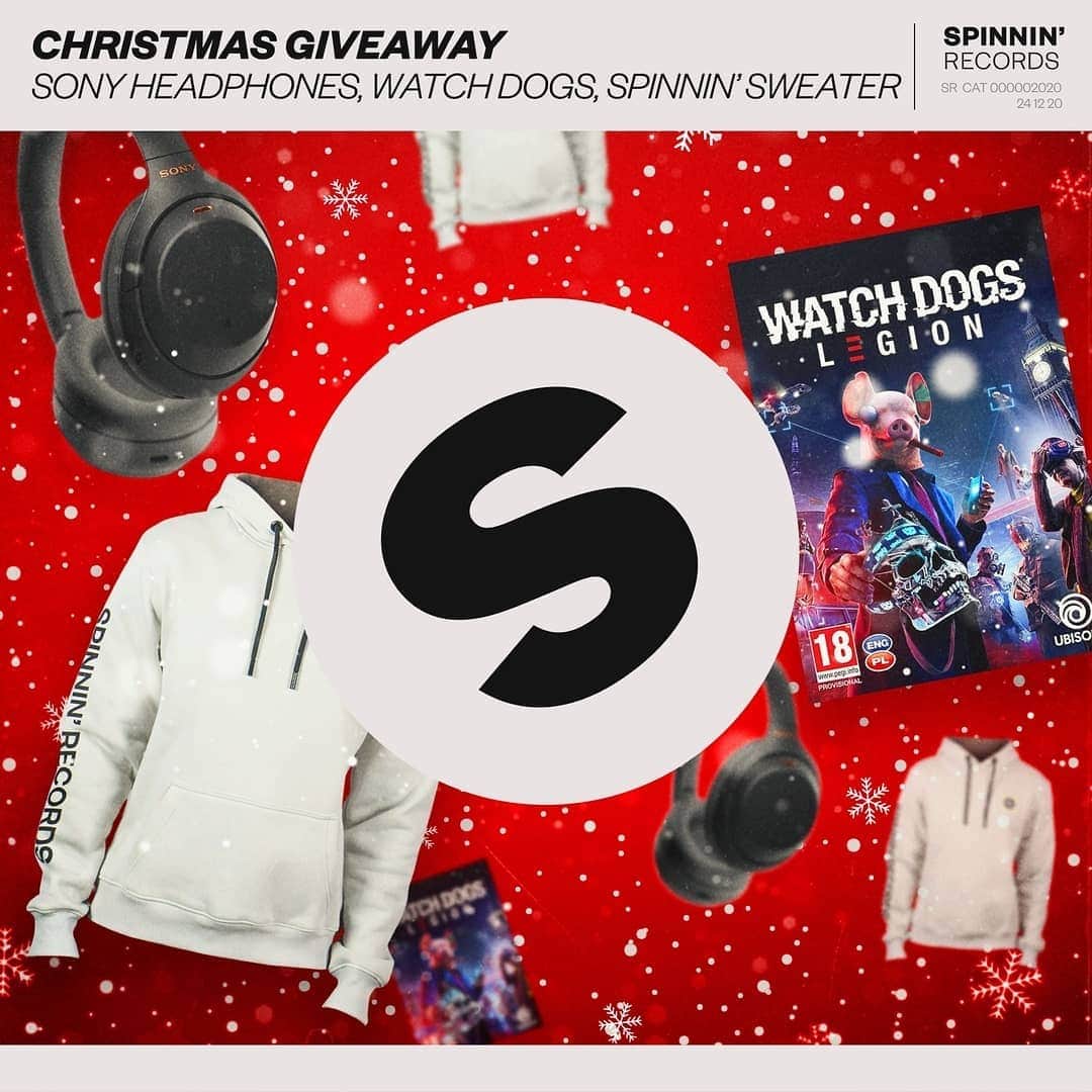 Spinnin' Recordsさんのインスタグラム写真 - (Spinnin' RecordsInstagram)「How to participate:   *Follow @spinnirecords & @sony @ubisoftnl *Like this post and share it on your stories.  *Tag 3 friends in the comments    Rules/guidelines: You can enter this giveaway as many times as you’d like as long as you tag 3 different friends every time you comment; We will ship worldwide;  The giveaway winner will be chosen at random by https://app-sorteos.com/en Last day to participate is the 31st of December. Winner will be announced on the 5th of January and contacted via DM!] ​ ​GOOD LUCK!  ​ ​Prizes:  ​SONY WH-1000XM4 headphones ​Spinnin' Taupe Hoodie ​Watch Dogs Legion (PS4, Xbox, PC or Stadia).」12月24日 20時20分 - spinninrecords