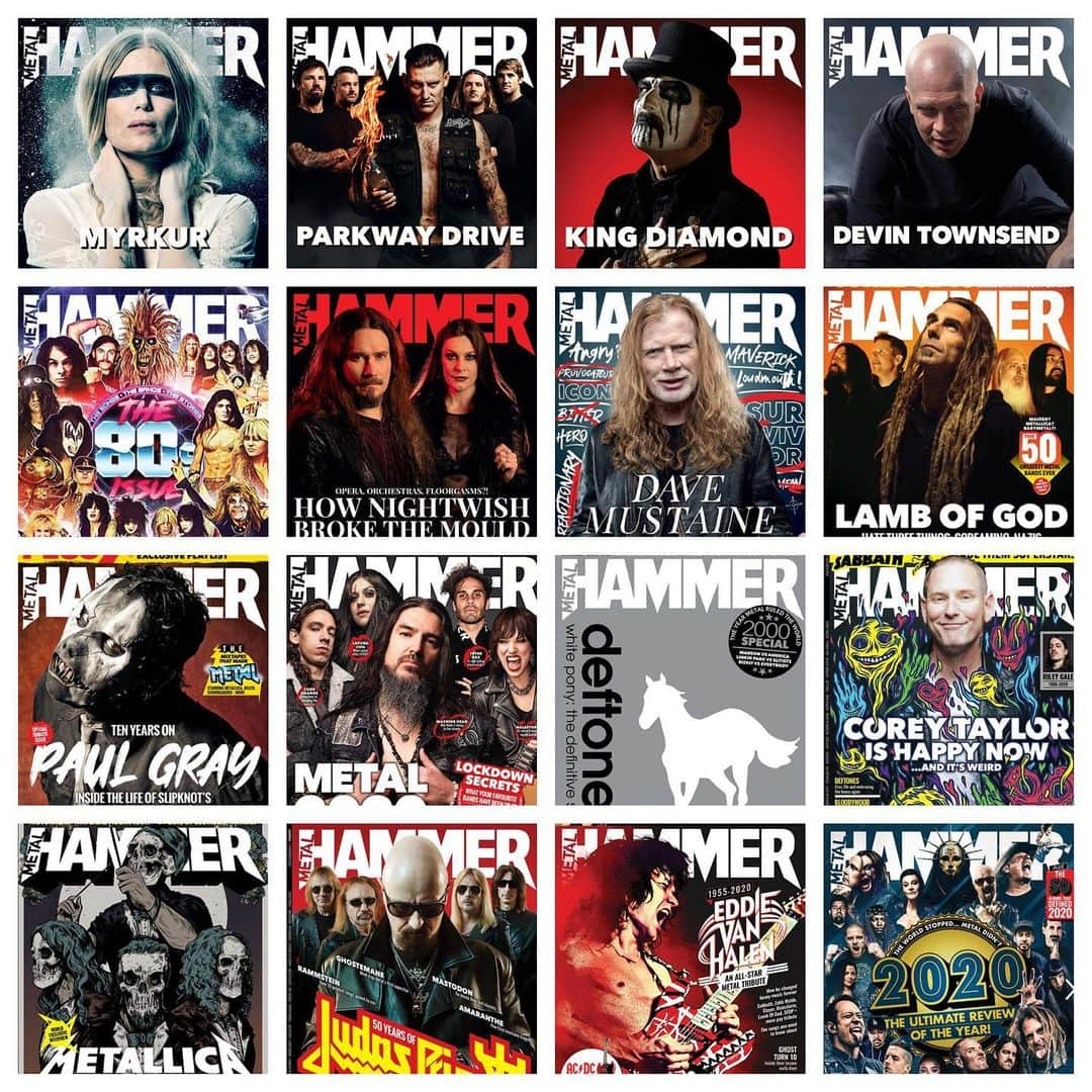 METAL HAMMERさんのインスタグラム写真 - (METAL HAMMERInstagram)「A year of Metal Hammer! Thanks to everyone who has supported us over the last twelve months. What’s been your favourite Metal Hammer cover of 2020?   #metal #heavymetal #metalhammer #rock #rockmusic #myrkur #parkwaydrive #kingdiamond #devintownsend #nightwish #megadeth #lambofgod #paulgray #slipknot #machinehead #lacunacoil #halestorm #deftones #coreytaylor #metallica #judaspriest #vanhalen」12月24日 20時59分 - metalhammeruk