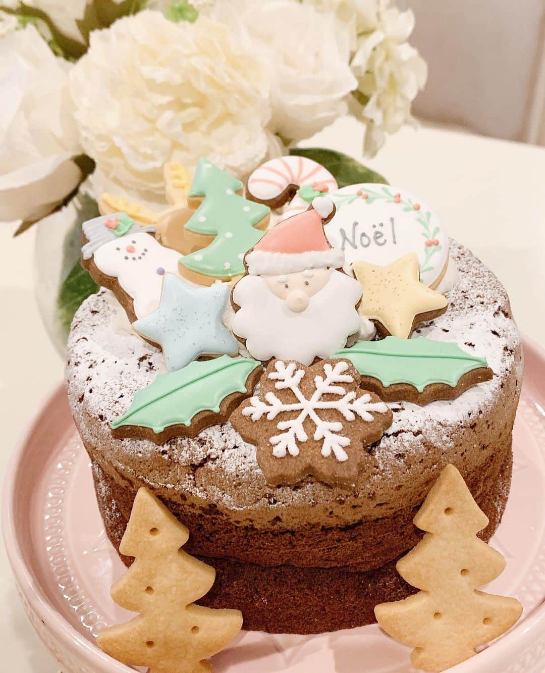 SPARAさんのインスタグラム写真 - (SPARAInstagram)「@atelier_3r さんの可愛いクリスマスアイシングクッキーでシンプルなガトーショコラをデコレーションしました♡♡♡  Merry Christmas♡🎄🎅🎄」12月24日 23時00分 - spara_aco