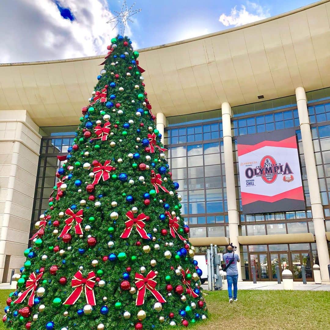 のインスタグラム：「Big tree at Mr.Olympia Venue 🎄 巨大クリスマスツリーをMr.Olympiaの会場で見つけました。 #mrplympia  #christmastree」