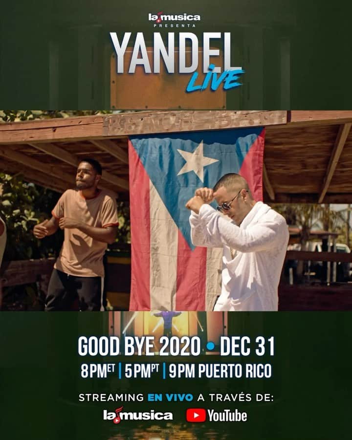 ヤンデルのインスタグラム：「#YandelGoodBye2020 no te lo puedes perder, totalmente gratis! Este 12/31 en vivo por @lamusica #lamusicaapp y mi canal de @Youtube (no olvides suscribirte y activar la campa)」