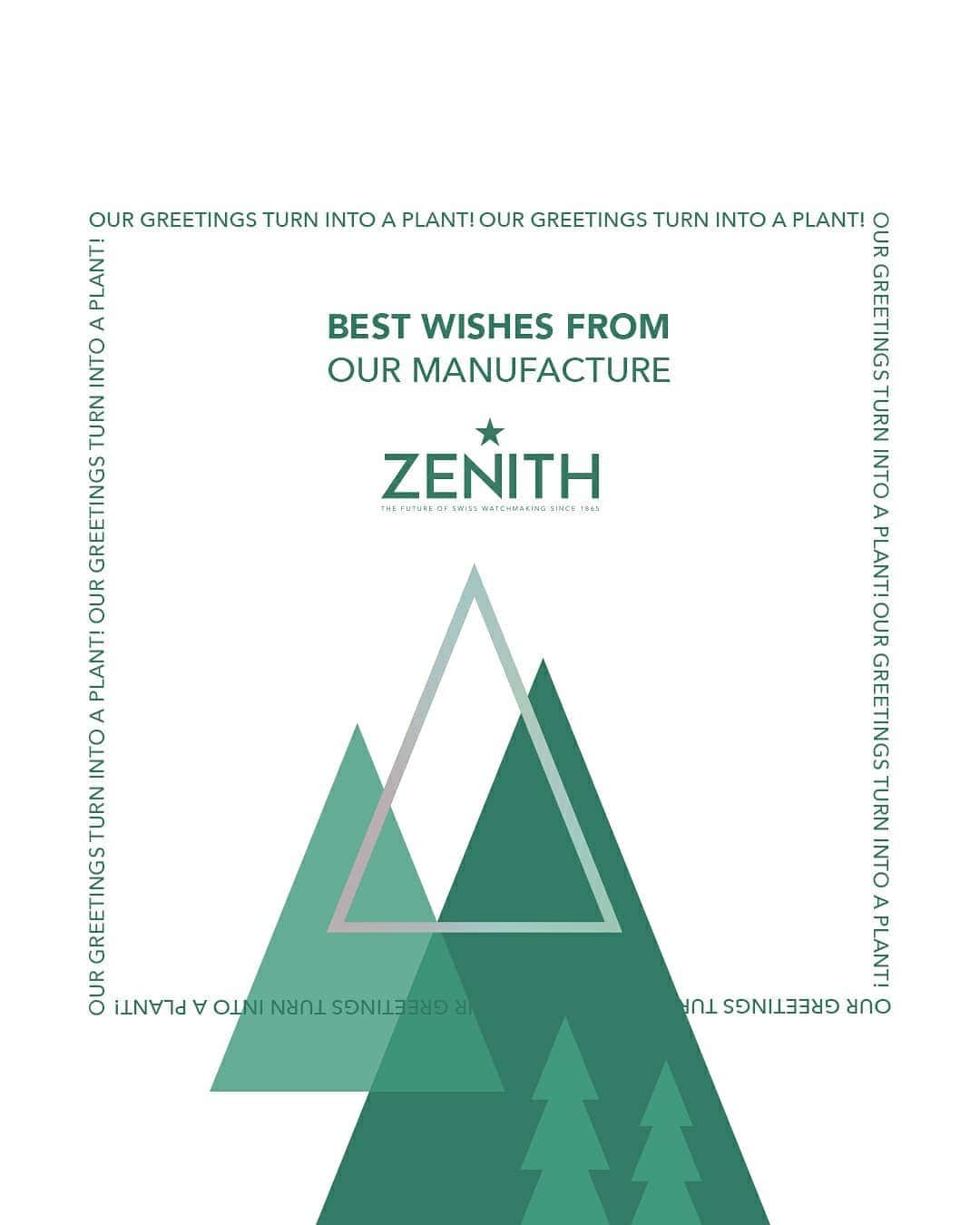 のインスタグラム：「#ZenithGreen: Merry Christmas and Happy Holidays from the Zenith Manufacture!  This holiday, we decided to make our season’s greetings cards extra-green. In line with our “Zenith Green” initiative, the card can actually be potted and planted, and will sprout out a surprise plant when given a little bit of love and care.  #Zenith #ZenithWatches #MerryChristmas」