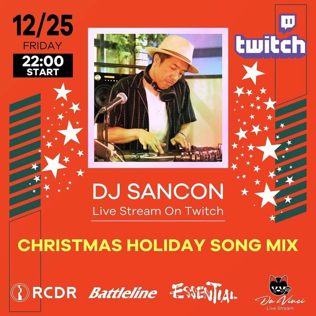 DJ SANCONさんのインスタグラム写真 - (DJ SANCONInstagram)「Merry Christmas 🎅🎄 本日22時からクリスマスソングでライブ配信します！ お部屋のBGMに使って下さい！  TWITCH (ツイッチ）のアプリから 視聴(2枚目画素QR読み込んで下さい)  TONIGHT LIVE on TWITCH CHRISTMAS HOLIDAY SONG MIX 🎄🎅🤶 10pm START  #livestreaming #djs #dj  #DaVinciLIVESTREAMING #DJライブ配信 #djsancon  #twitchlive #twitchdj #twitchdjing #RCDR #RICHDOOR #リッチドア」12月25日 13時30分 - djsancon