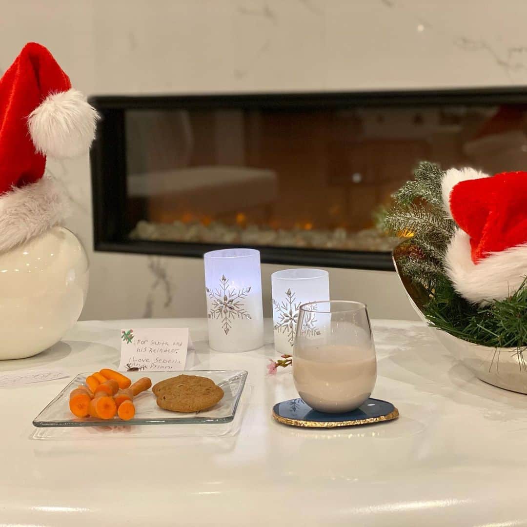 エリック・ウィンターのインスタグラム：「Sebella took this very serious this year... full decoration for the cookies and milk  Before Santa and after Santa pics...🎅🏼 Merry Christmas everyone! 🎄🎄」