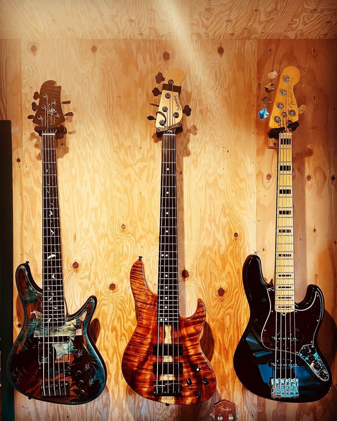 Ju-kenのインスタグラム：「ツアー先から器材が帰ってきました🎸 お世話になったので、ピカピカに磨いてやらないと✨  #sugi #sadowsky #fender #5strings #bass」