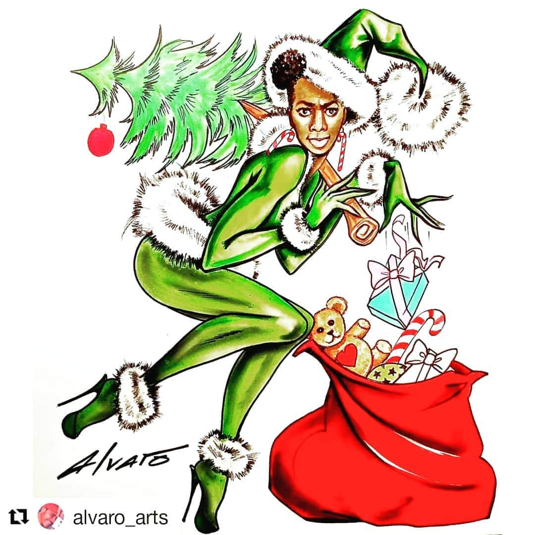 J・アレキサンダーのインスタグラム：「GoodMorning Afternoon and Evening friends and fans its #fbf and im flashing back this friday to #MissJ as the Grinchette by artist @alvaro_arts   #alvaro #fashionillustration #artistsoninstagram #grinch #grinchmas #christmas2020 #christmasgifts #xmastime #MissJ #missjayalexander #runway #catwalk #fashion」