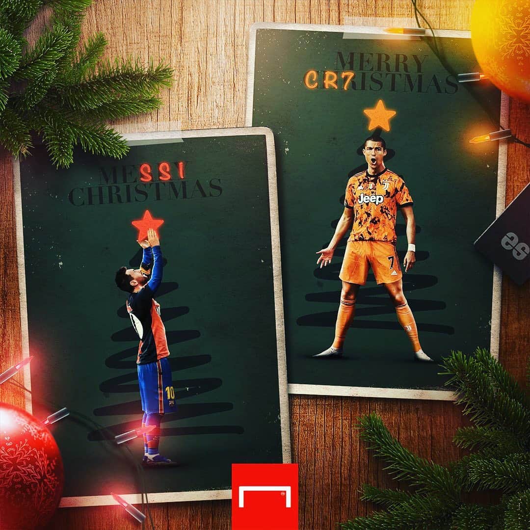 のインスタグラム：「. ＼ 🎄 Merry Christmas!! 🍗 ／ 🇵🇹 MERRY "CR7" ISTMAS 🎅 🇦🇷 "MESSI" CHRISTMAS 🎅 . #soccer #football #seriea #laliga #juventus #barcelona #cristianoronaldo #messi #サッカー #フットボール #クリスティアーノロナウド #メッシ #⚽」